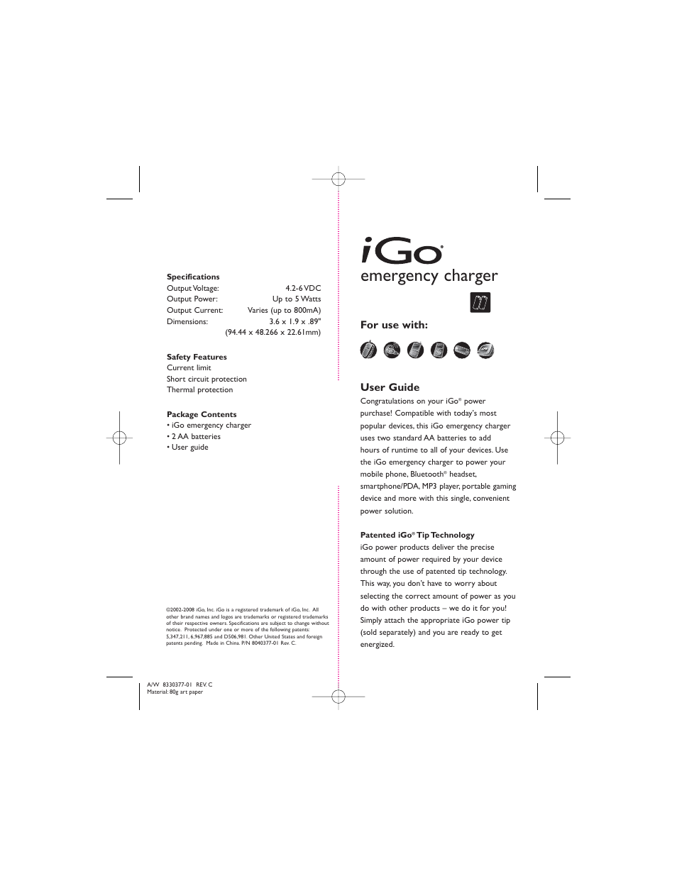 iGo ps002640004 powerXtender Charger User Manual | 2 pages