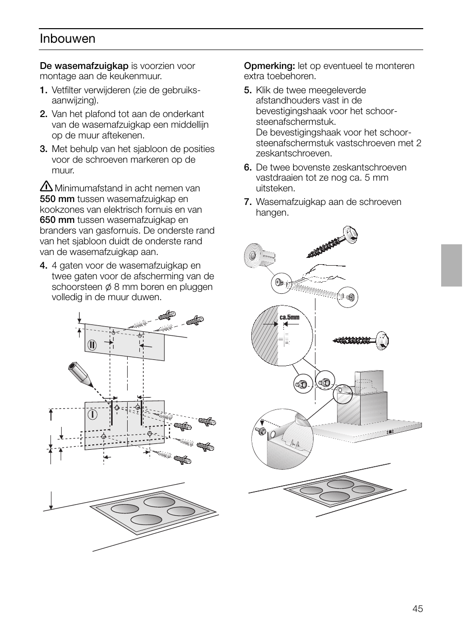 Inbouwen | Siemens LC 46492 User Manual | Page 45 / 80