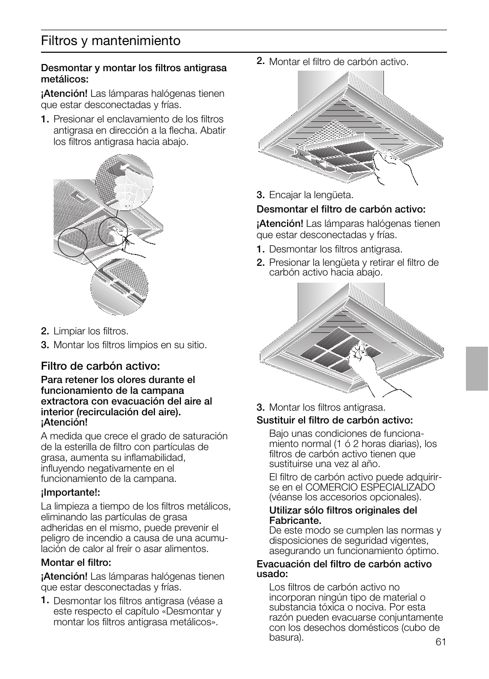 Filtros y mantenimiento | Siemens LC 46492 User Manual | Page 61 / 80