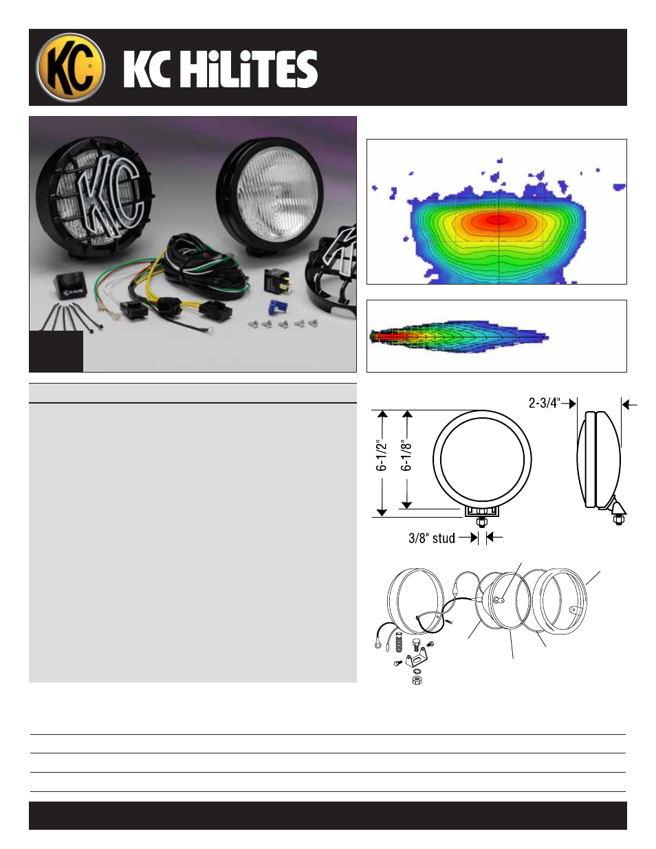 KC HiLiTES KC SLIMLITES 100 WATT Fog Lights Data Sheet User Manual | 1 page