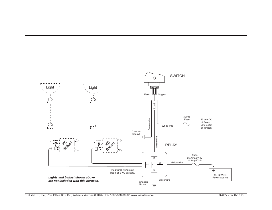 KC HiLiTES KC #9560A_9560C 24v HID Harness Instructions User Manual | 1 page