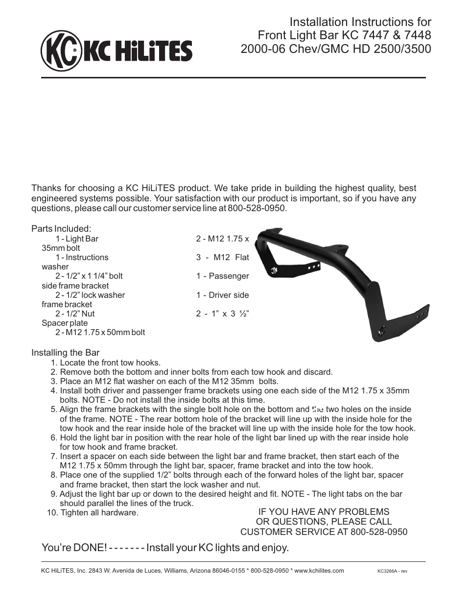 KC HiLiTES KC #7448 2000-06 Chev_GMC HD 2500_3500 Installation User Manual | 1 page