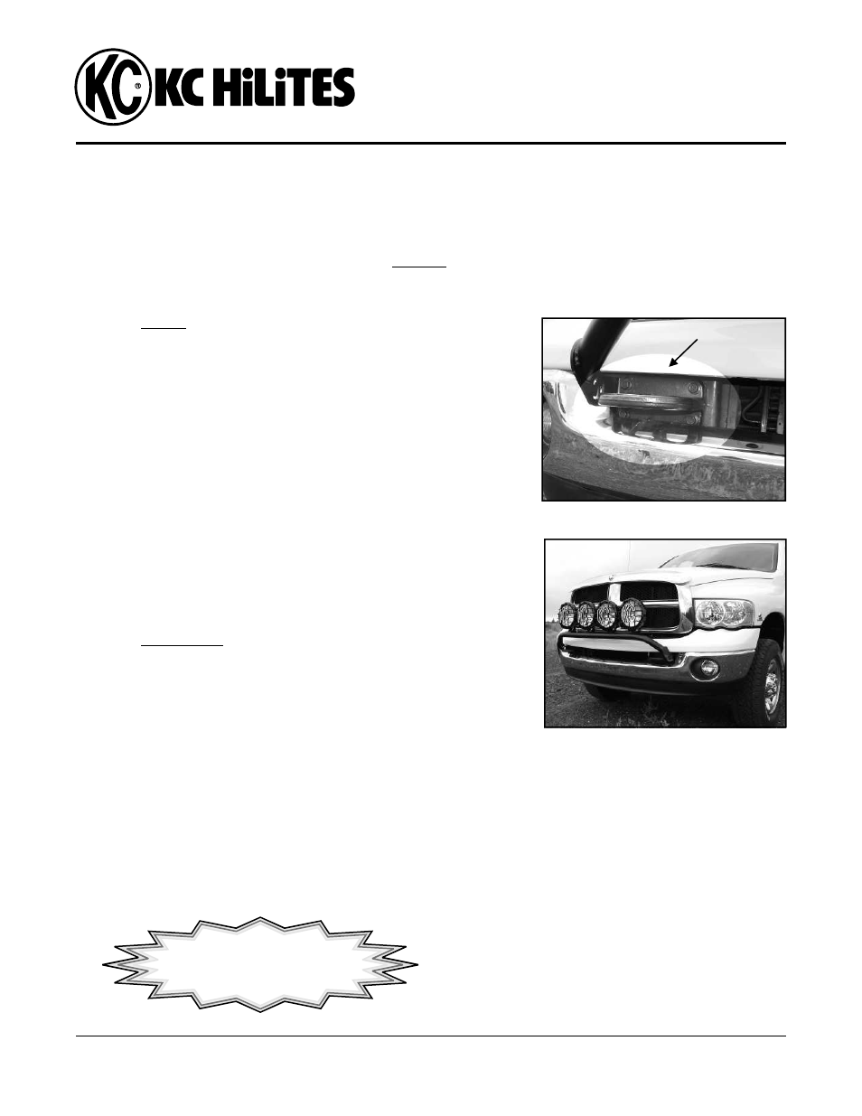 KC HiLiTES KC #7430 Front Light Bar 03-05 Dodge Ram 2500_3500 Installation User Manual | 1 page