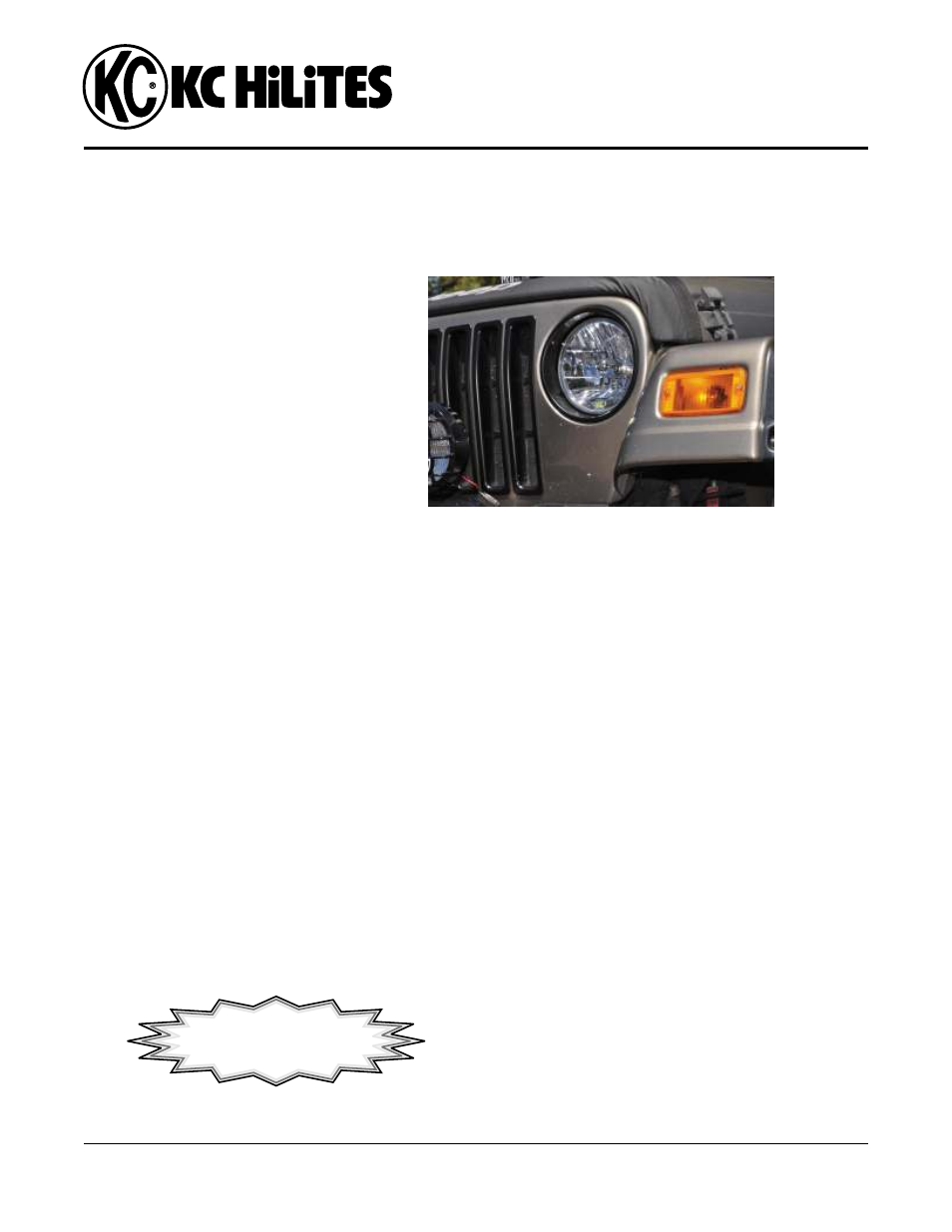 KC HiLiTES KC #4230_42301 Replacement TJ Headlight Instructions User Manual | 1 page
