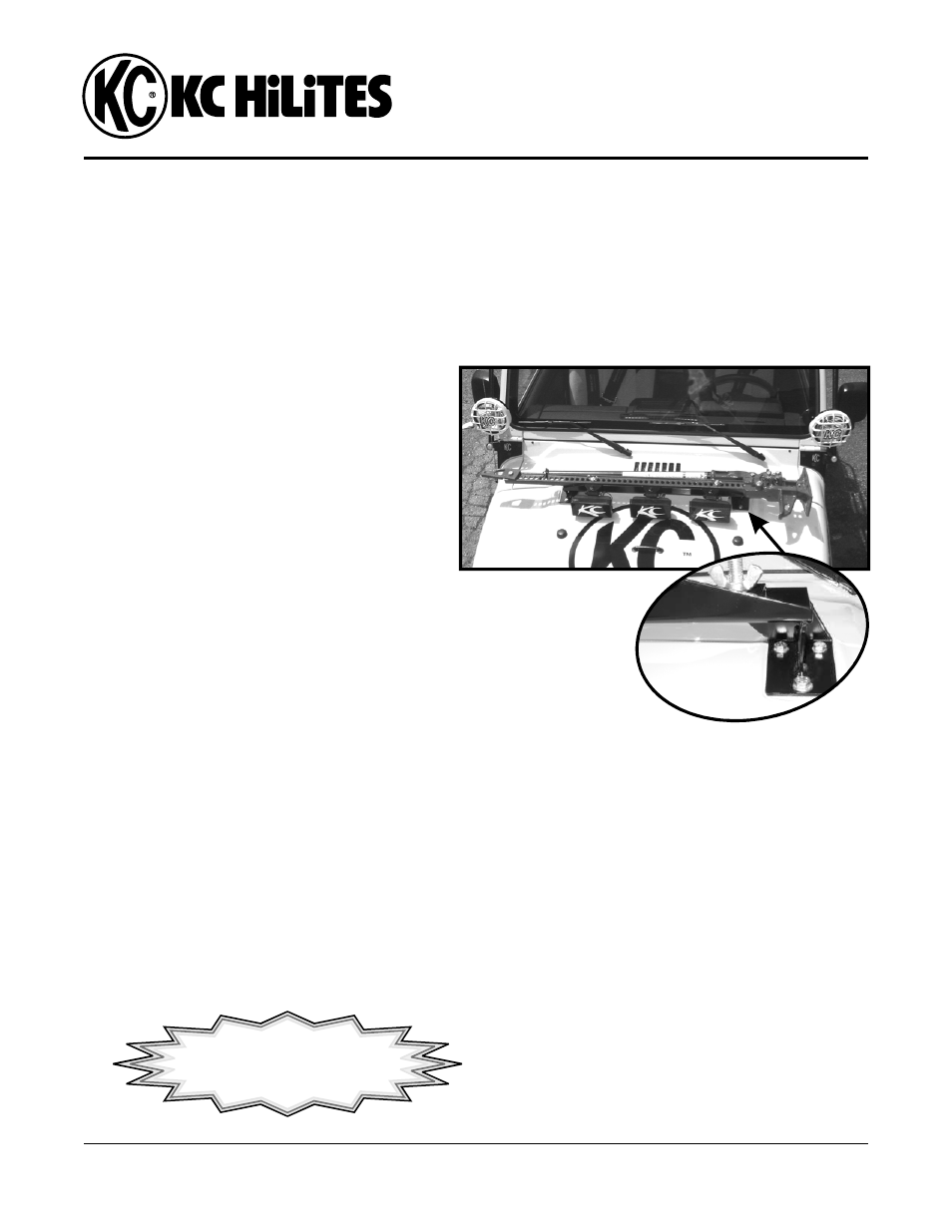 KC HiLiTES KC #7404 Hood Mount Utility Bar 97 - 05 Jeep Wrangler Installation User Manual | 1 page