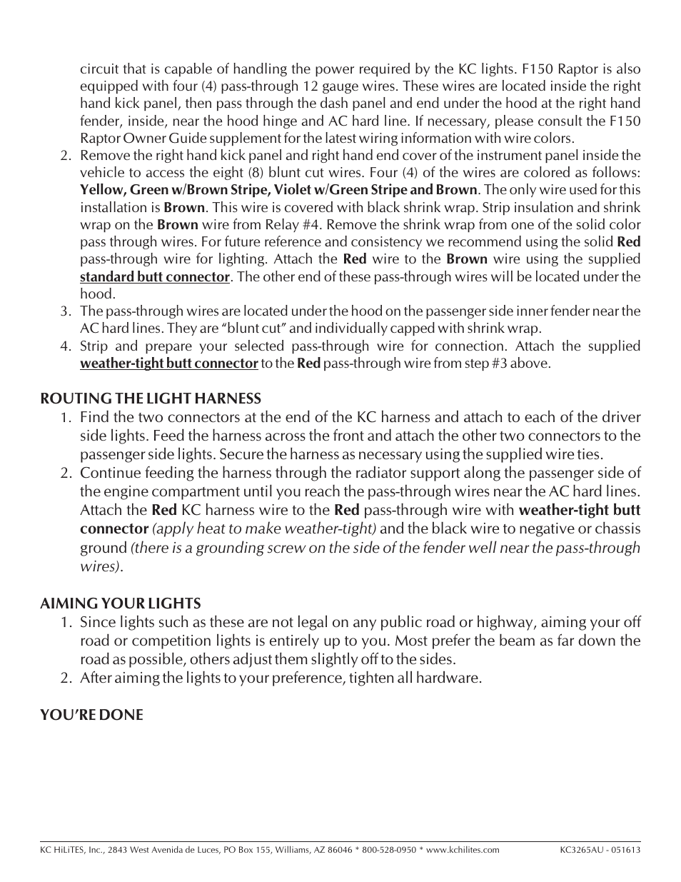 KC HiLiTES KC #341 4 LED Light System Instructions User Manual | Page 2 / 2