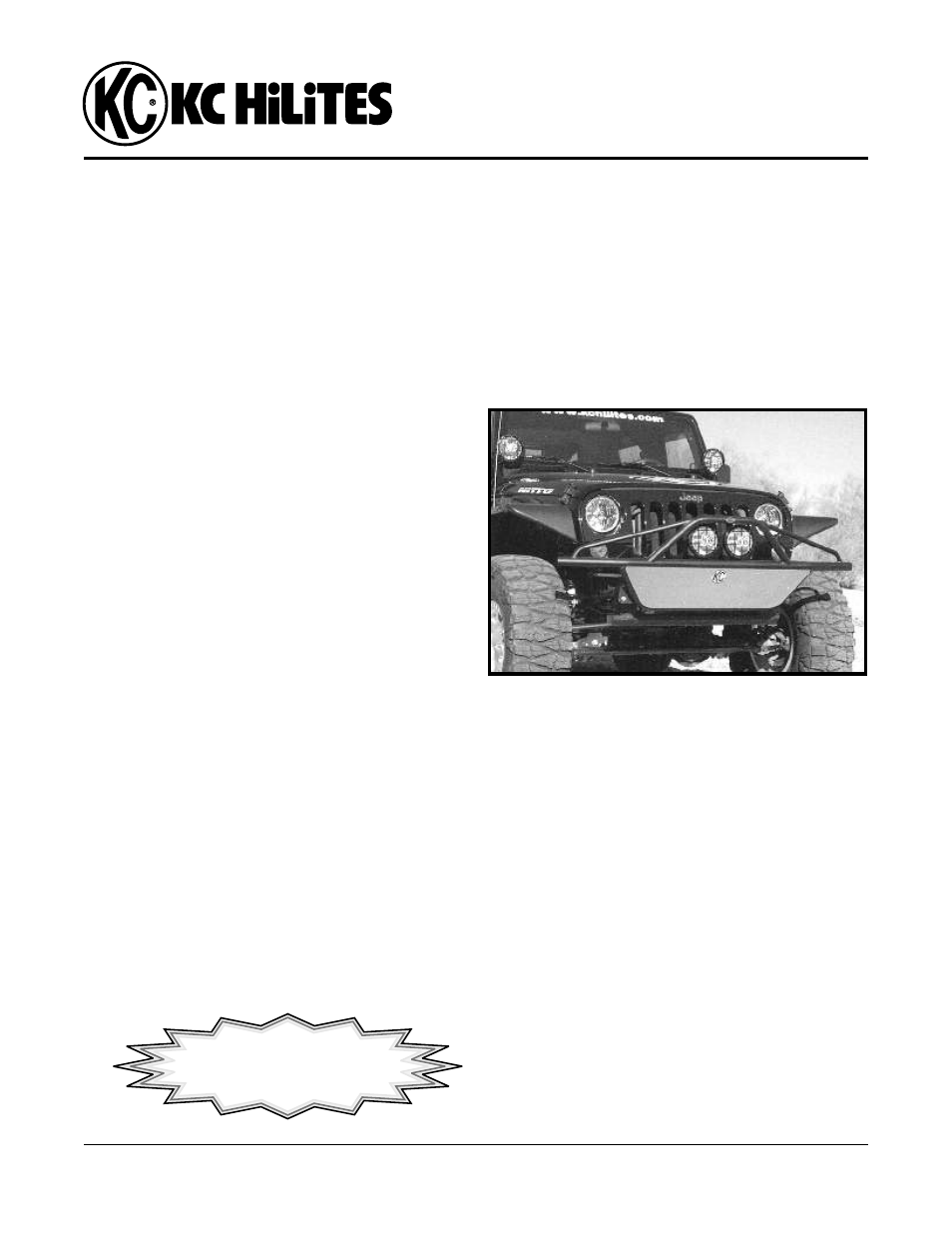 KC HiLiTES KC #7412 2-Tab Front Tube Bumper Jeep JK 2007 - 08 Installation User Manual | 1 page