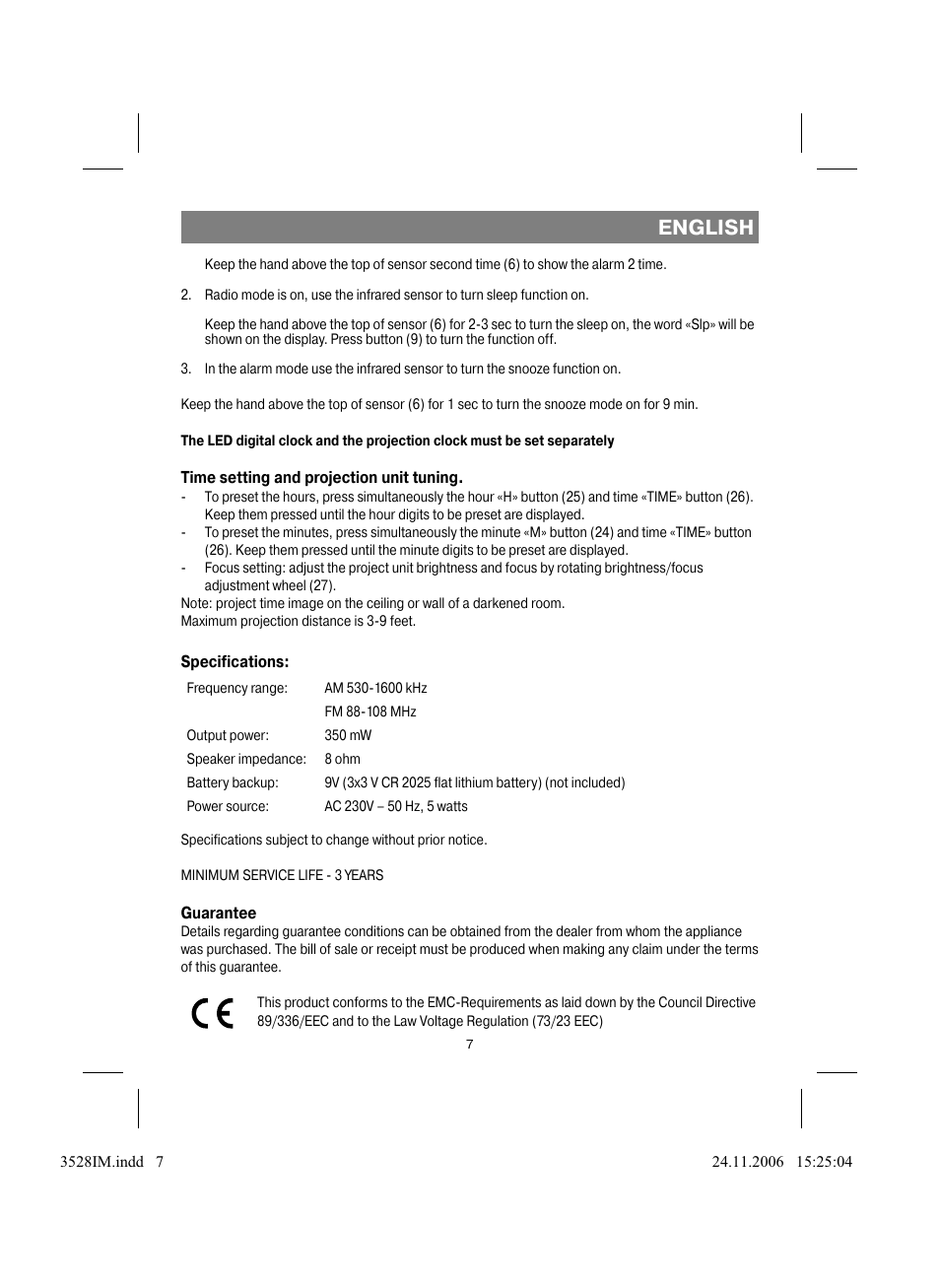 English | Vitek VT-3528 BK User Manual | Page 7 / 32