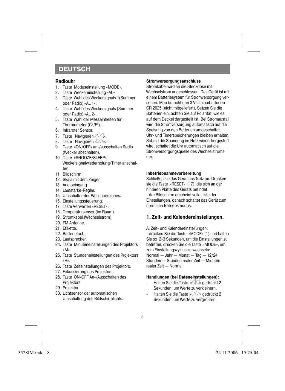 Deutsch | Vitek VT-3528 BK User Manual | Page 8 / 32