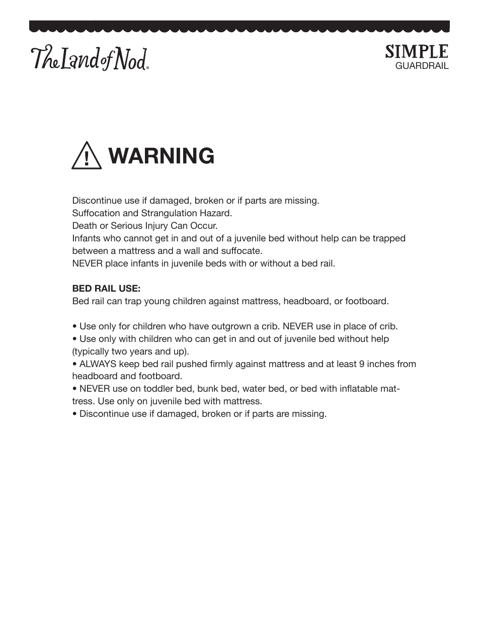 Land of Nod Simple Guardrail User Manual | 2 pages
