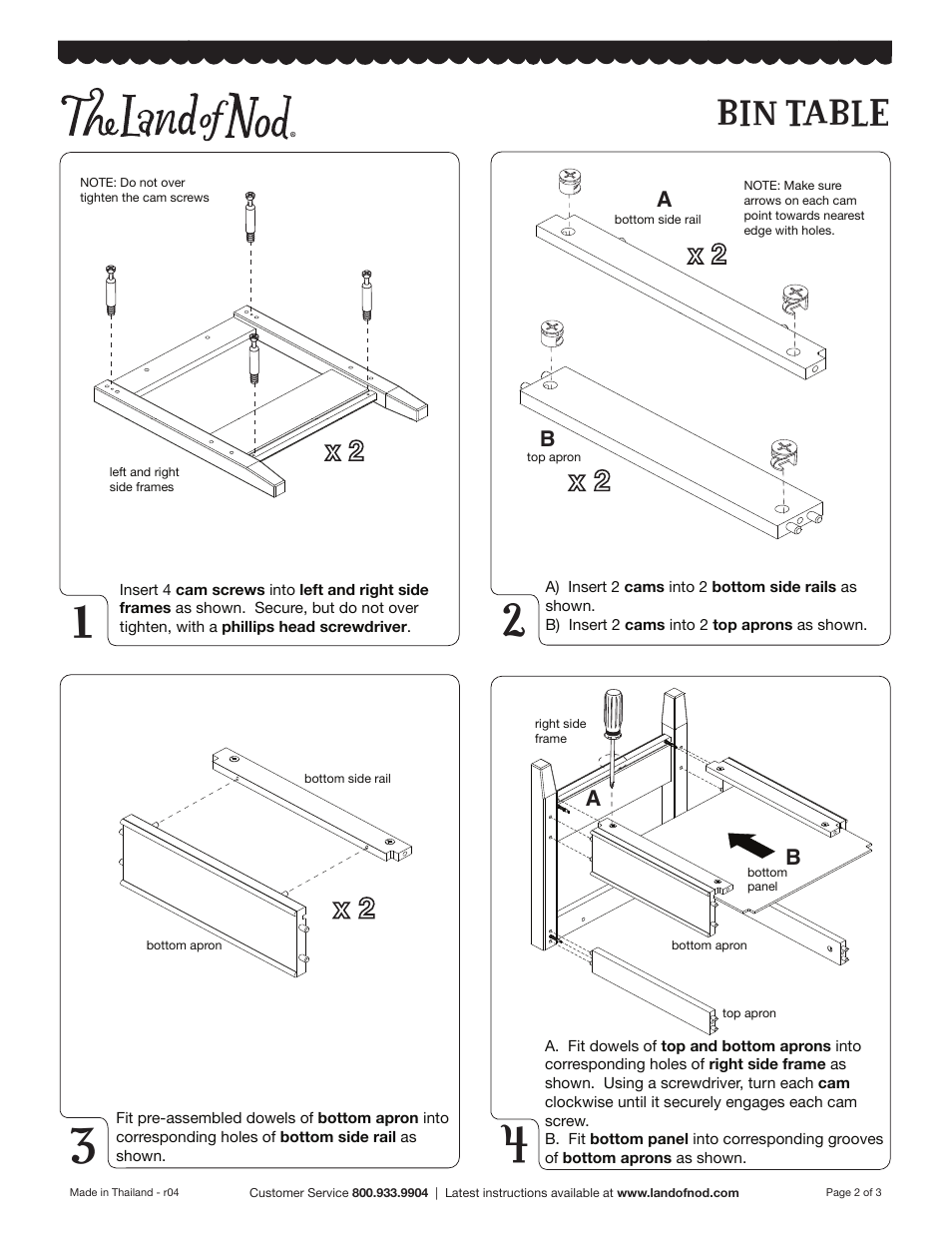 Bin table | Land of Nod Bin Table User Manual | Page 2 / 3