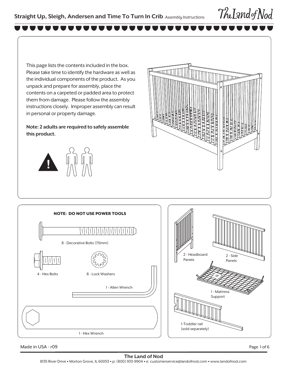 Land of Nod STRAIGHT-UP CRIB User Manual | 6 pages