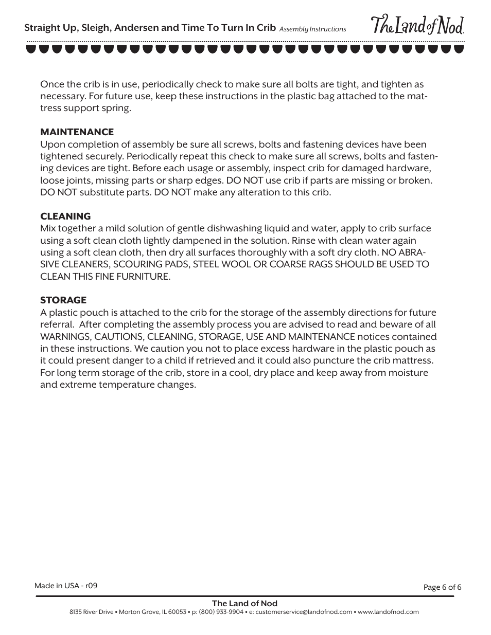 Lon crib p6 | Land of Nod STRAIGHT-UP CRIB User Manual | Page 6 / 6
