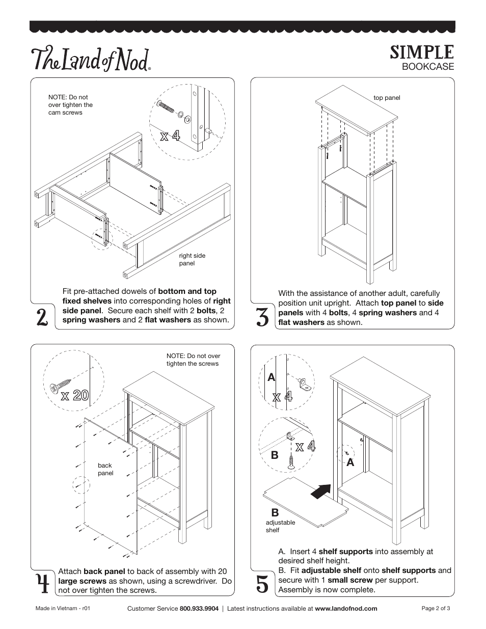 Simple | Land of Nod Simple Bookcase User Manual | Page 2 / 3