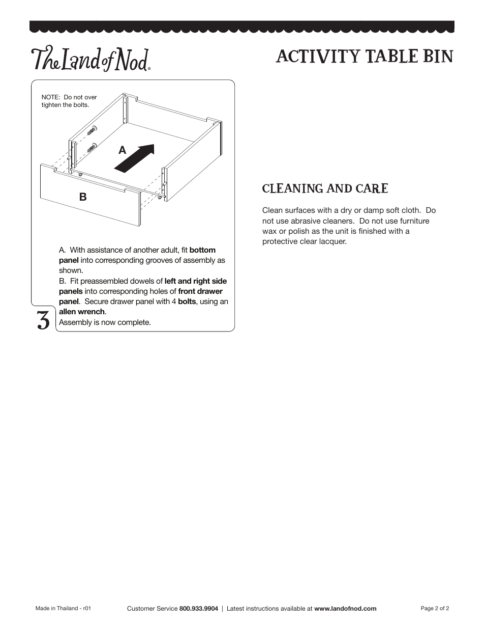 Activity bin p2, Activity table bin | Land of Nod Setof 2 Activity Table Bin User Manual | Page 2 / 2