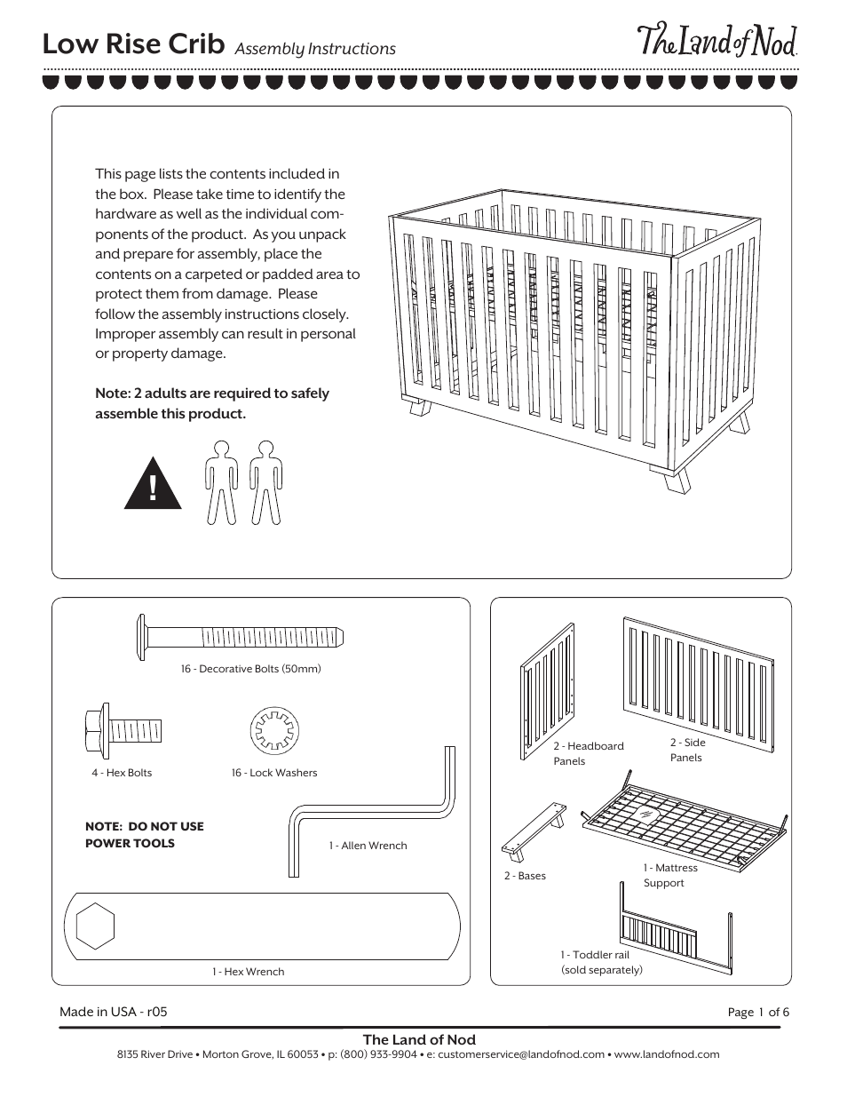 Land of Nod LOW-RISE CRIB User Manual | 6 pages