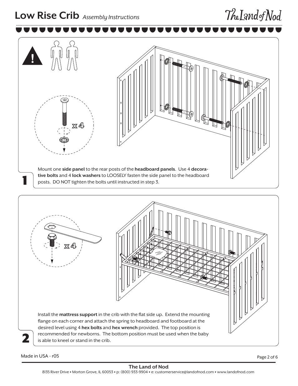 Low rise crib p2, Low rise crib | Land of Nod LOW-RISE CRIB User Manual | Page 2 / 6