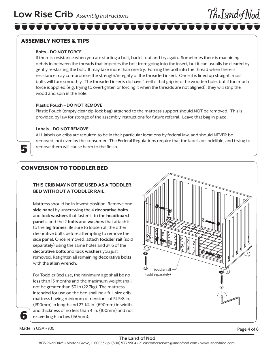 Low rise crib p4, Low rise crib | Land of Nod LOW-RISE CRIB User Manual | Page 4 / 6