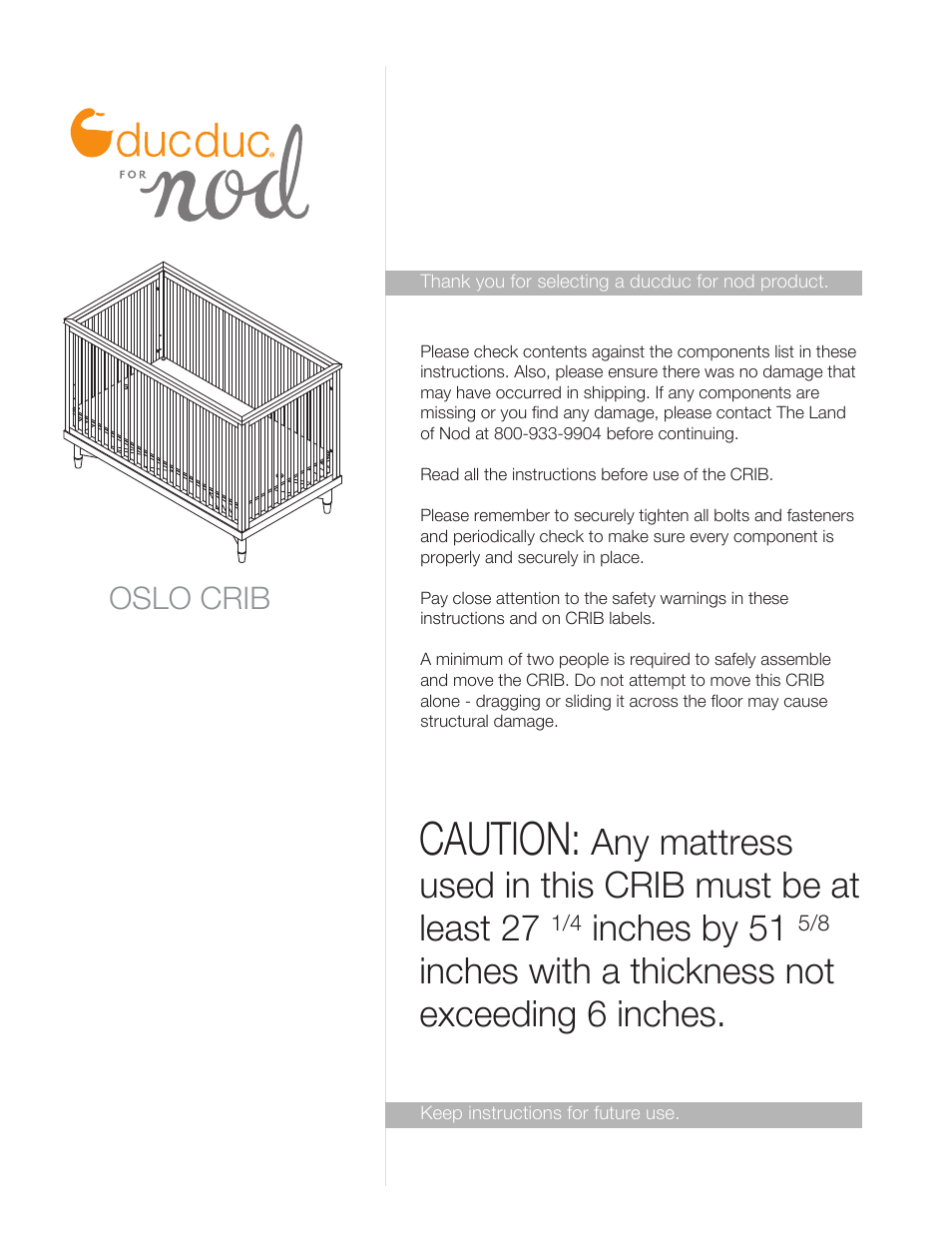 Land of Nod OSLO CRIB User Manual | 11 pages