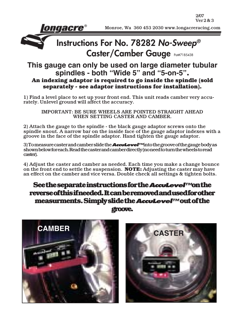 Longacre 78282 No Sweep Digital C_C Gauge with AccuLevel (version 3) User Manual | 1 page