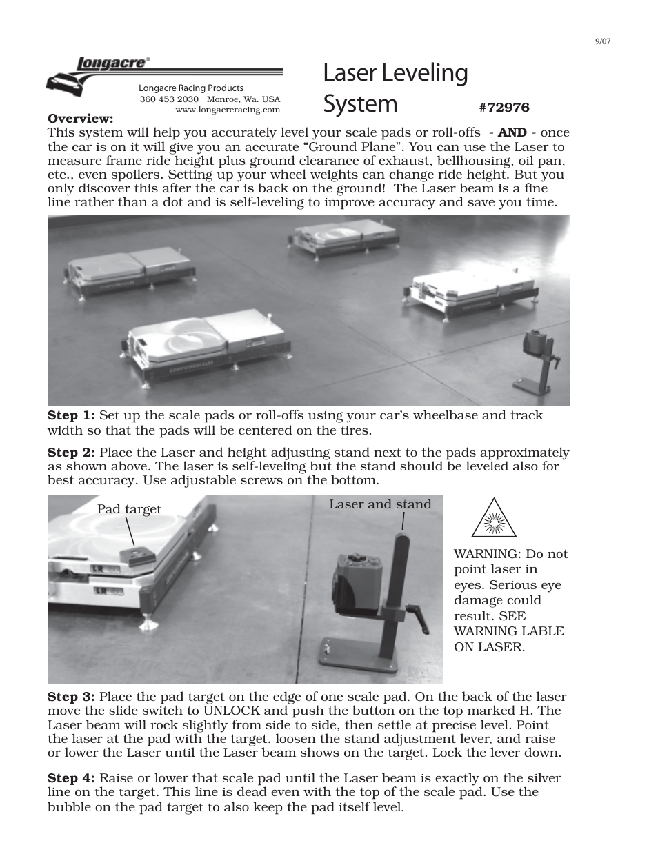 Longacre 72976 Laser Leveling System User Manual | 3 pages