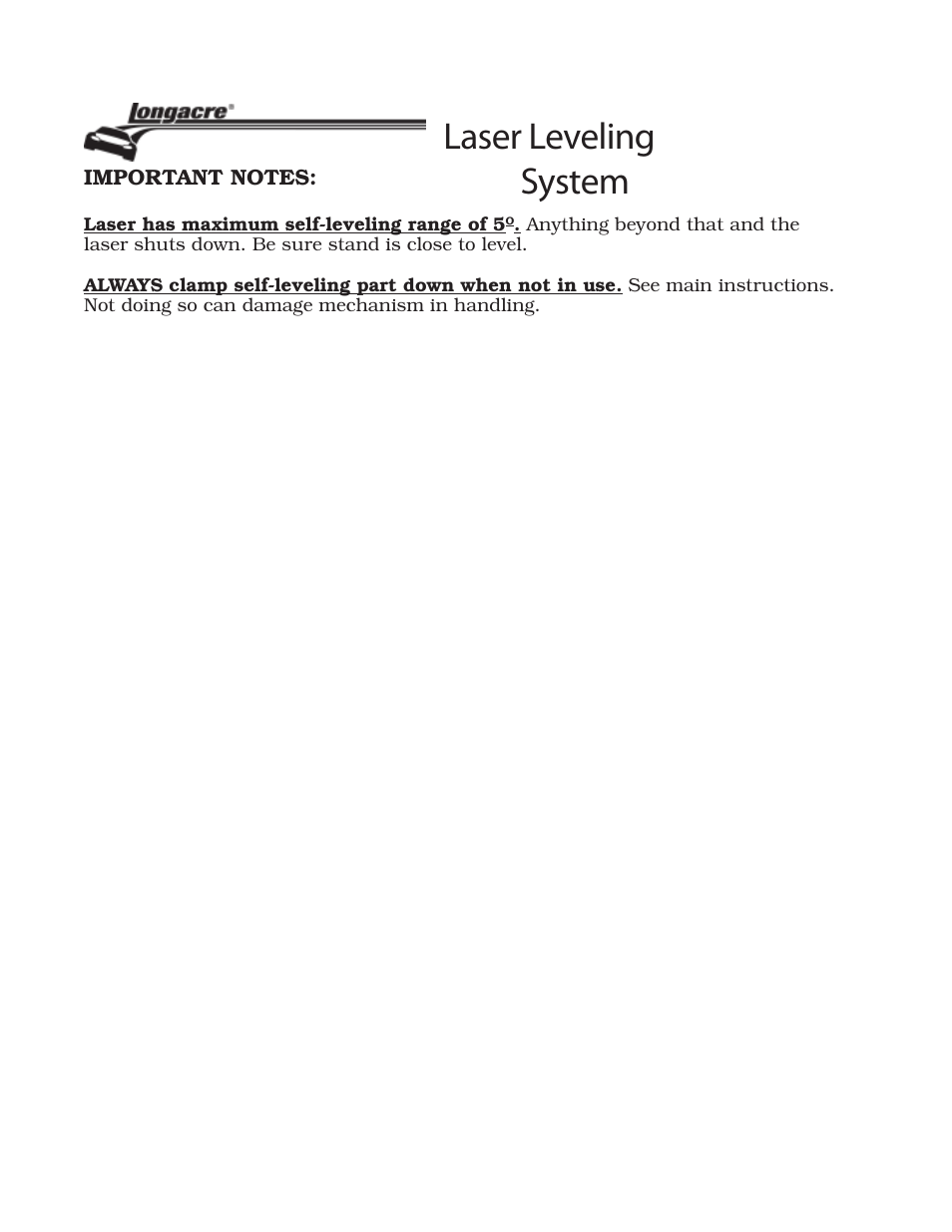 Laser leveling system | Longacre 72976 Laser Leveling System User Manual | Page 3 / 3