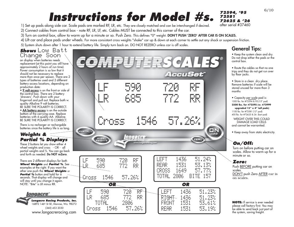 Longacre 72626 Accuset Computerscales User Manual | 2 pages