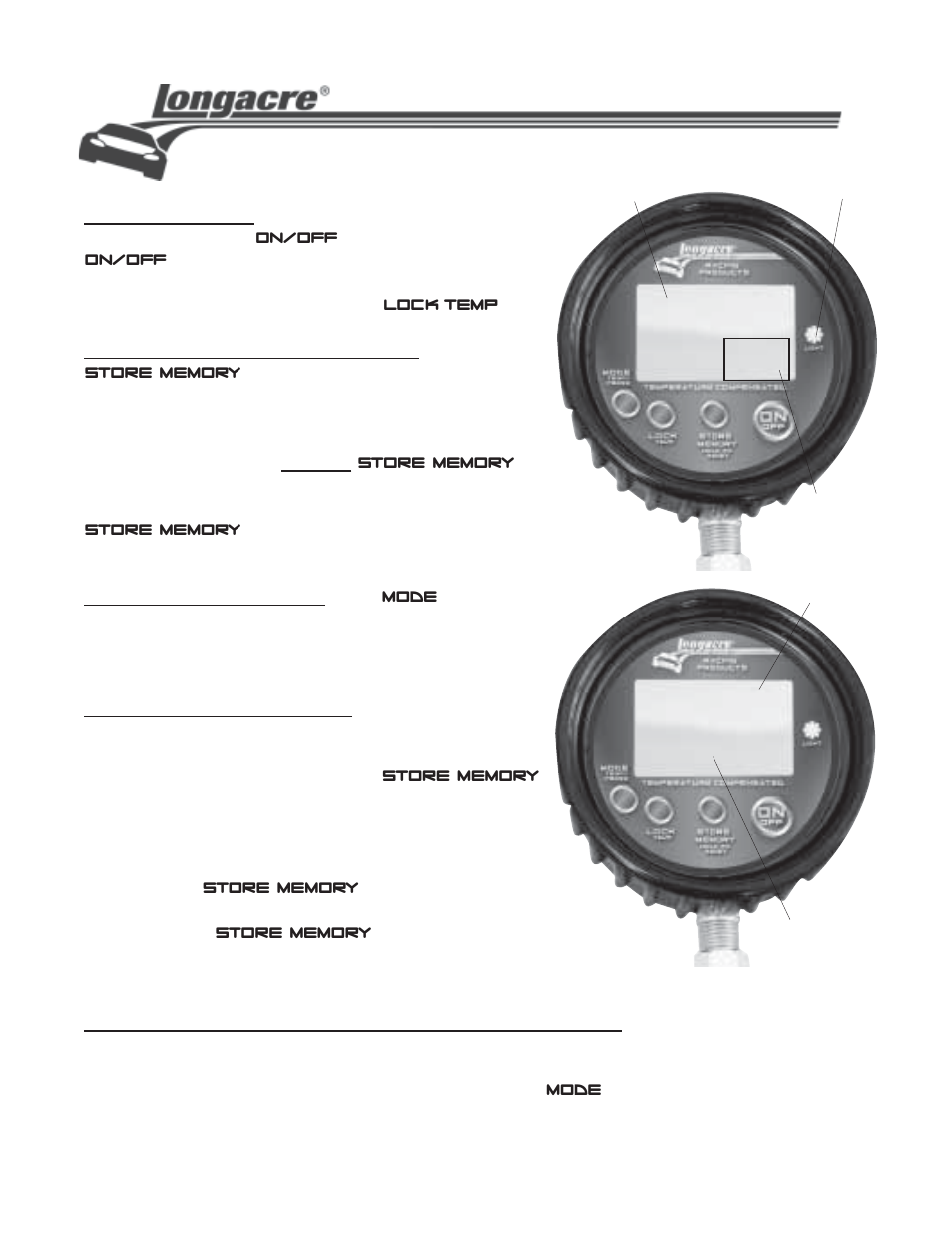 Longacre 50370 Temperature Compensated Tire Pressure Gauge User Manual | 3 pages