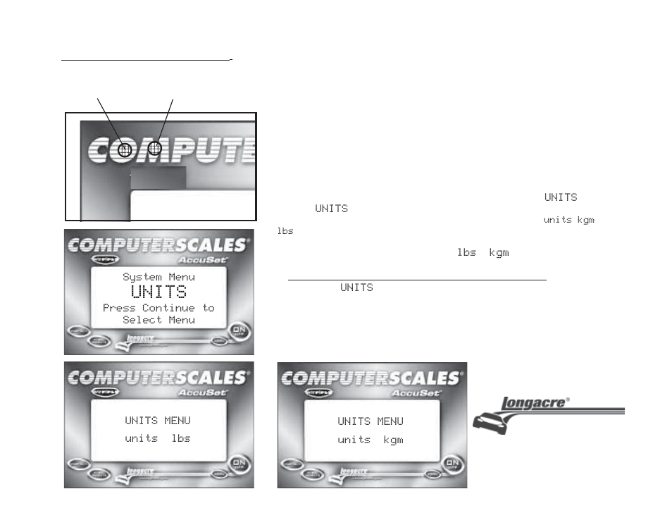 Units, Convert to metric readout | Longacre 72700 Computerscales Wireless Accuset User Manual | Page 2 / 2