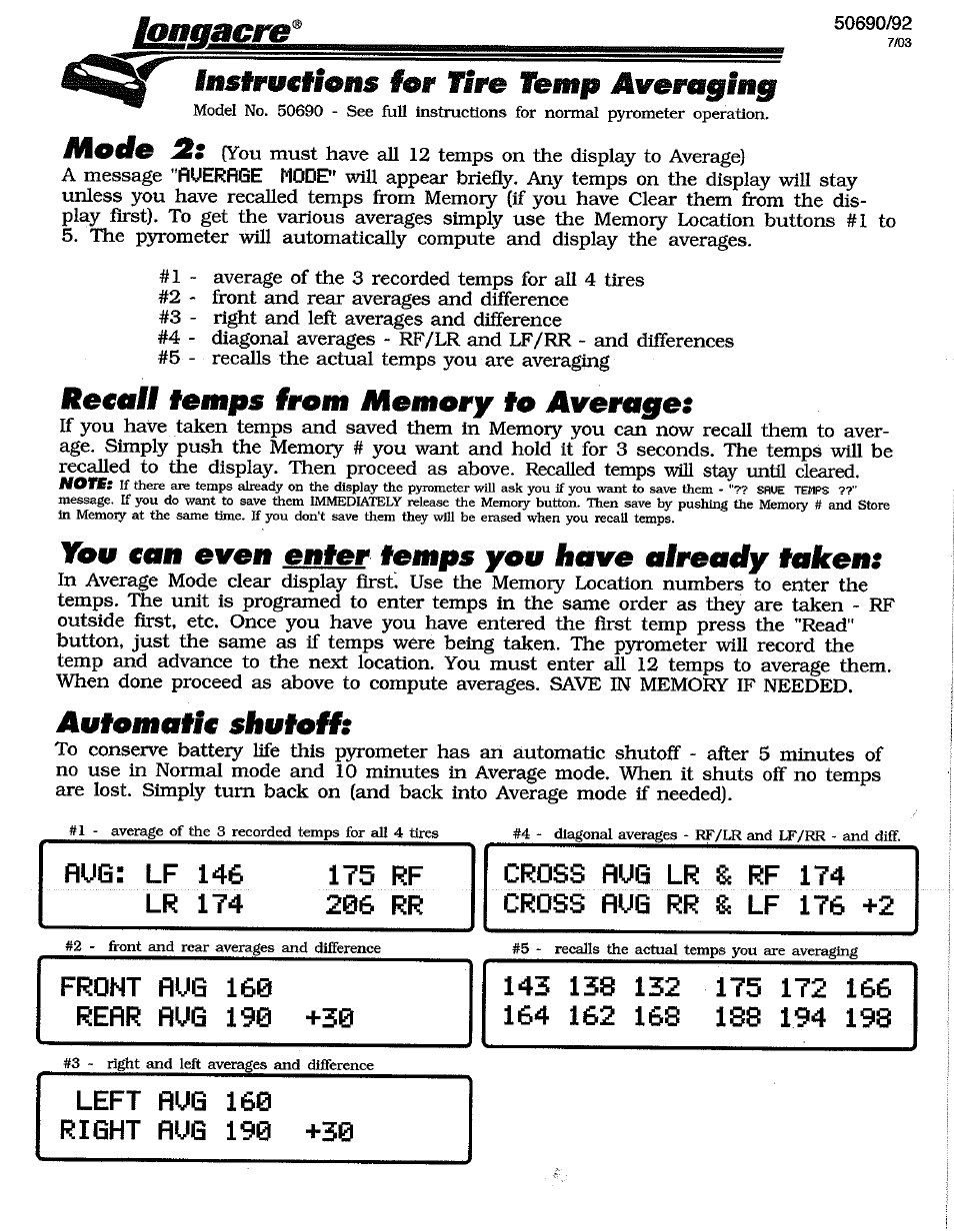 Longacre 50692 Deluxe Memory Tire Pyrometer User Manual | Page 4 / 4