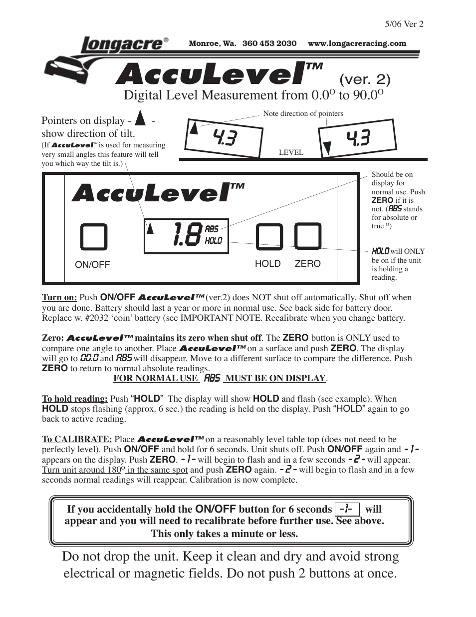 Longacre 78310 AccuLevel (version 2) User Manual | 2 pages