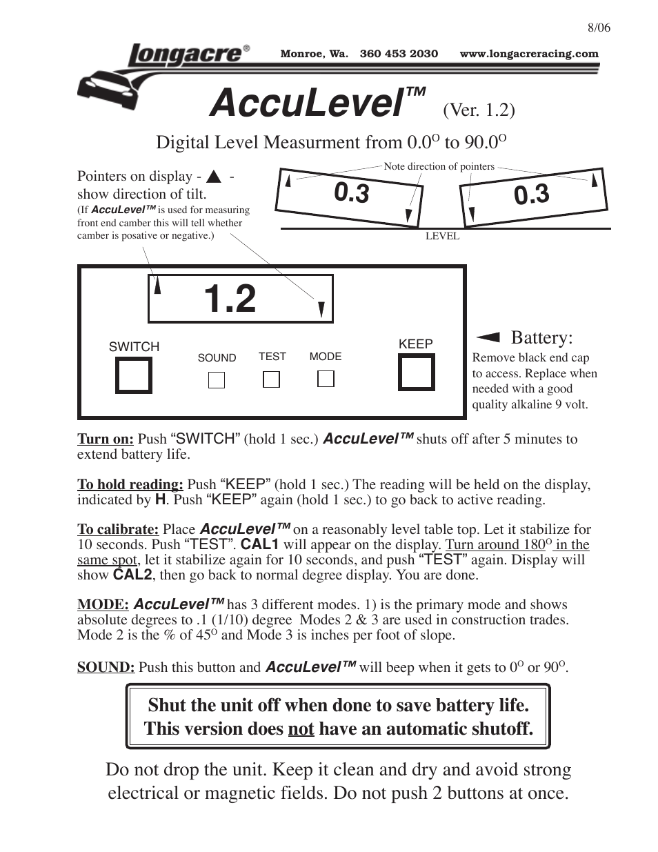 Longacre 78310 AccuLevel (version 1) User Manual | 1 page