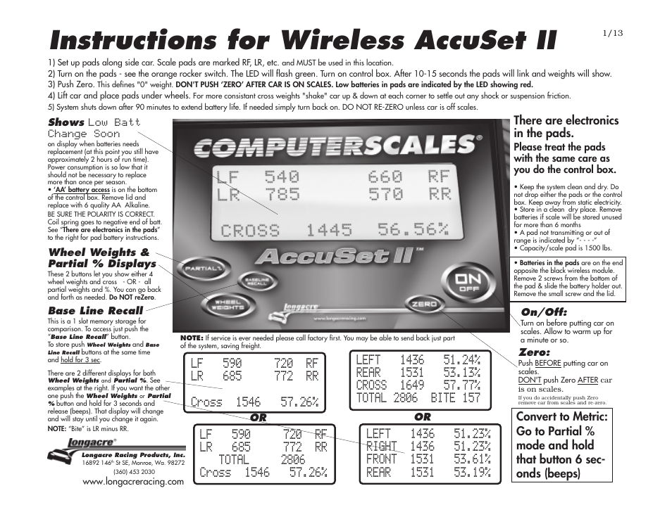 Longacre Computerscales Wireless Accuset II User Manual | 1 page