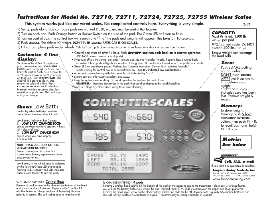 Longacre 72755 Computerscales Wireless DXI User Manual | 2 pages