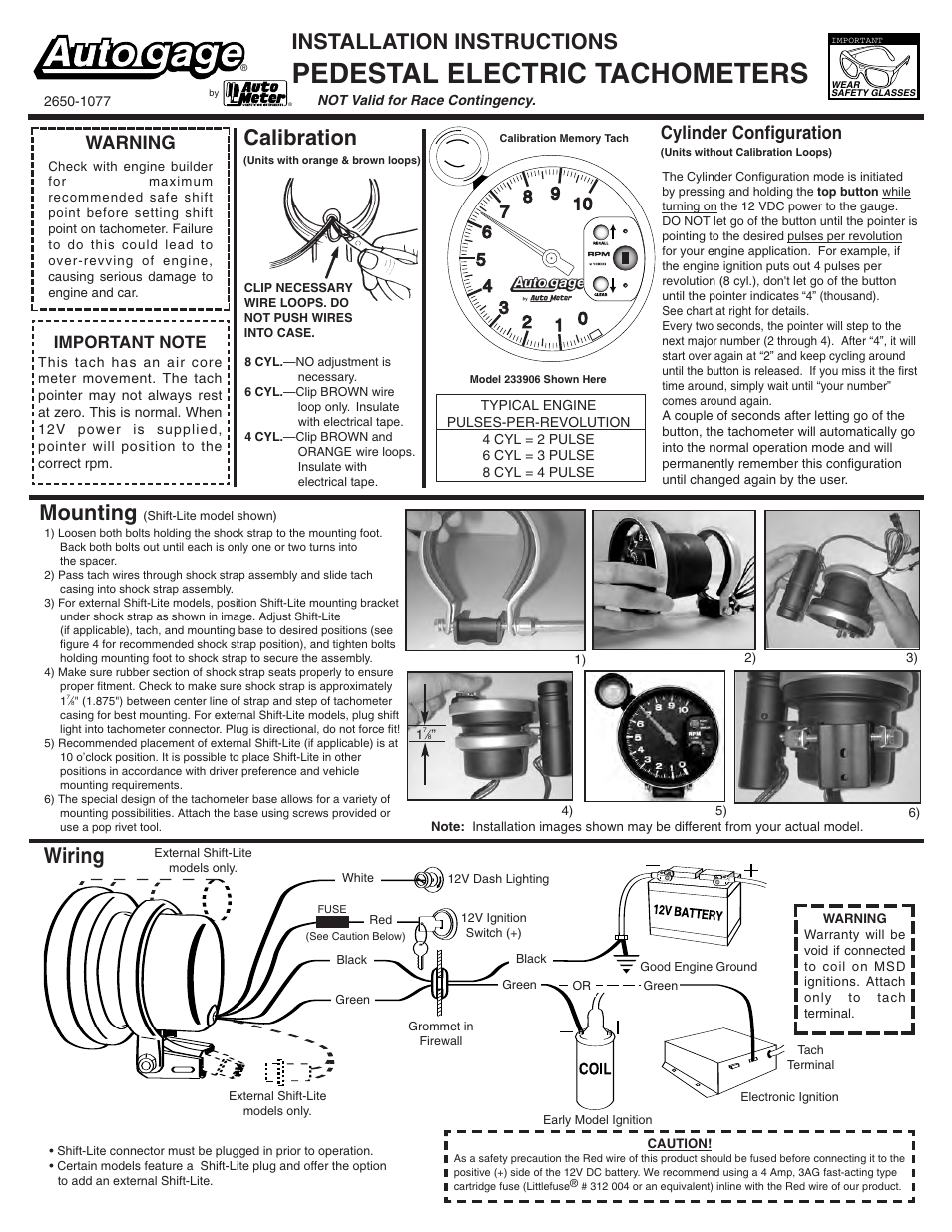 Longacre Autometer Tach Install Instructions User Manual | 2 pages