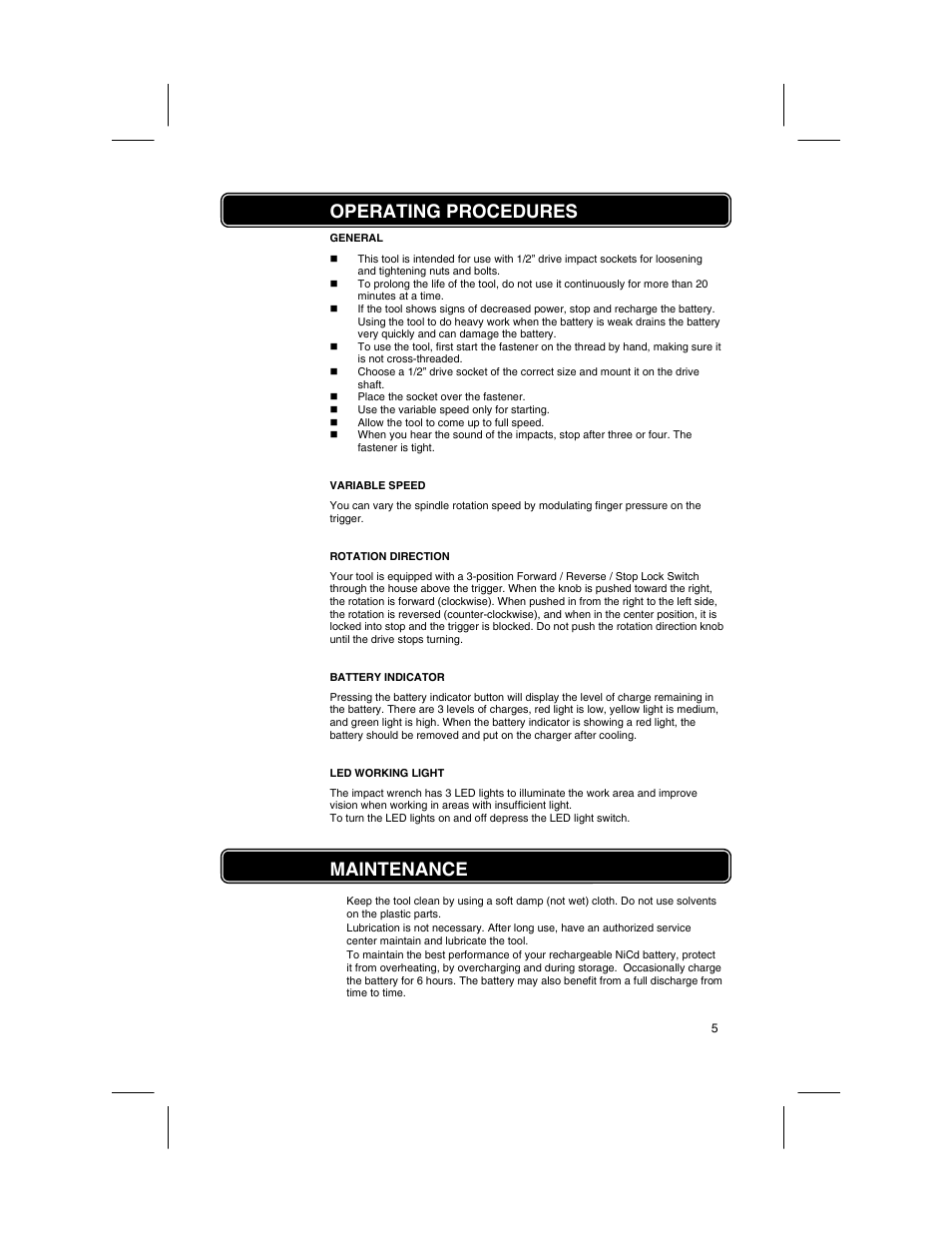Operating procedures maintenance | Longacre 686 Series Pit Impact Gun - Operator’s Manual User Manual | Page 5 / 5