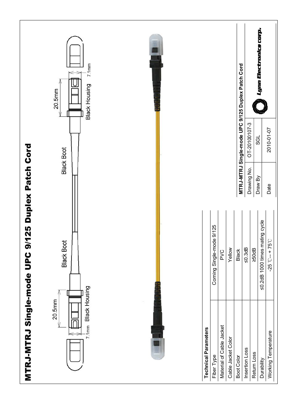 Lynn Electronics MTRJ-MTRJ 9-125 Singlemode Fiber Patch Cables User Manual | 1 page
