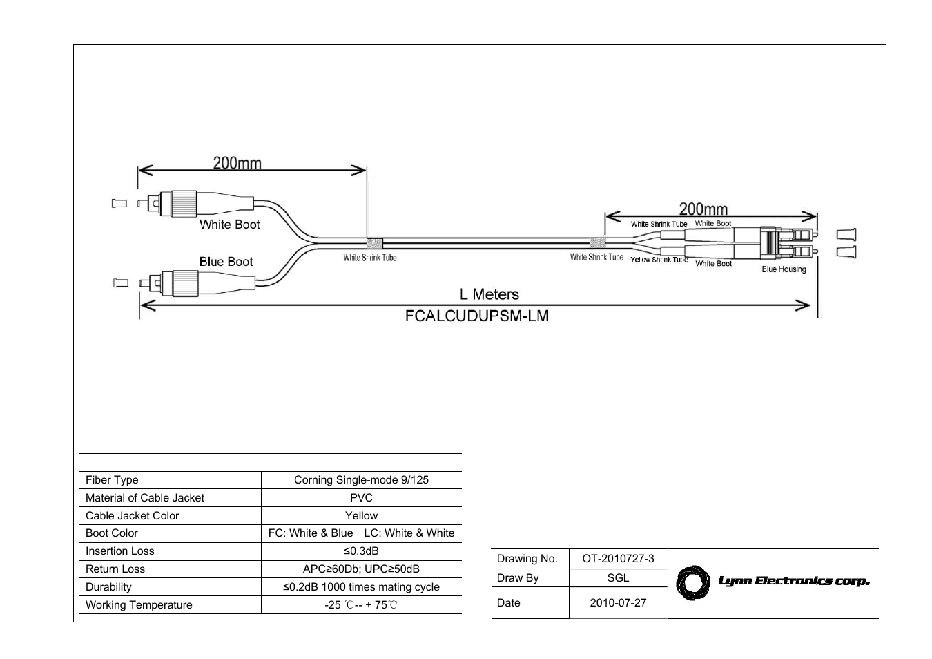 Lynn Electronics LC UPC-FC APC 9-125 Singlemode Fiber Patch Cables User Manual | 1 page