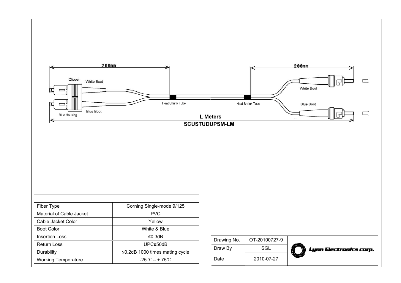 Lynn Electronics SC-ST 9-125 Singlemode Fiber Patch Cables User Manual | 1 page