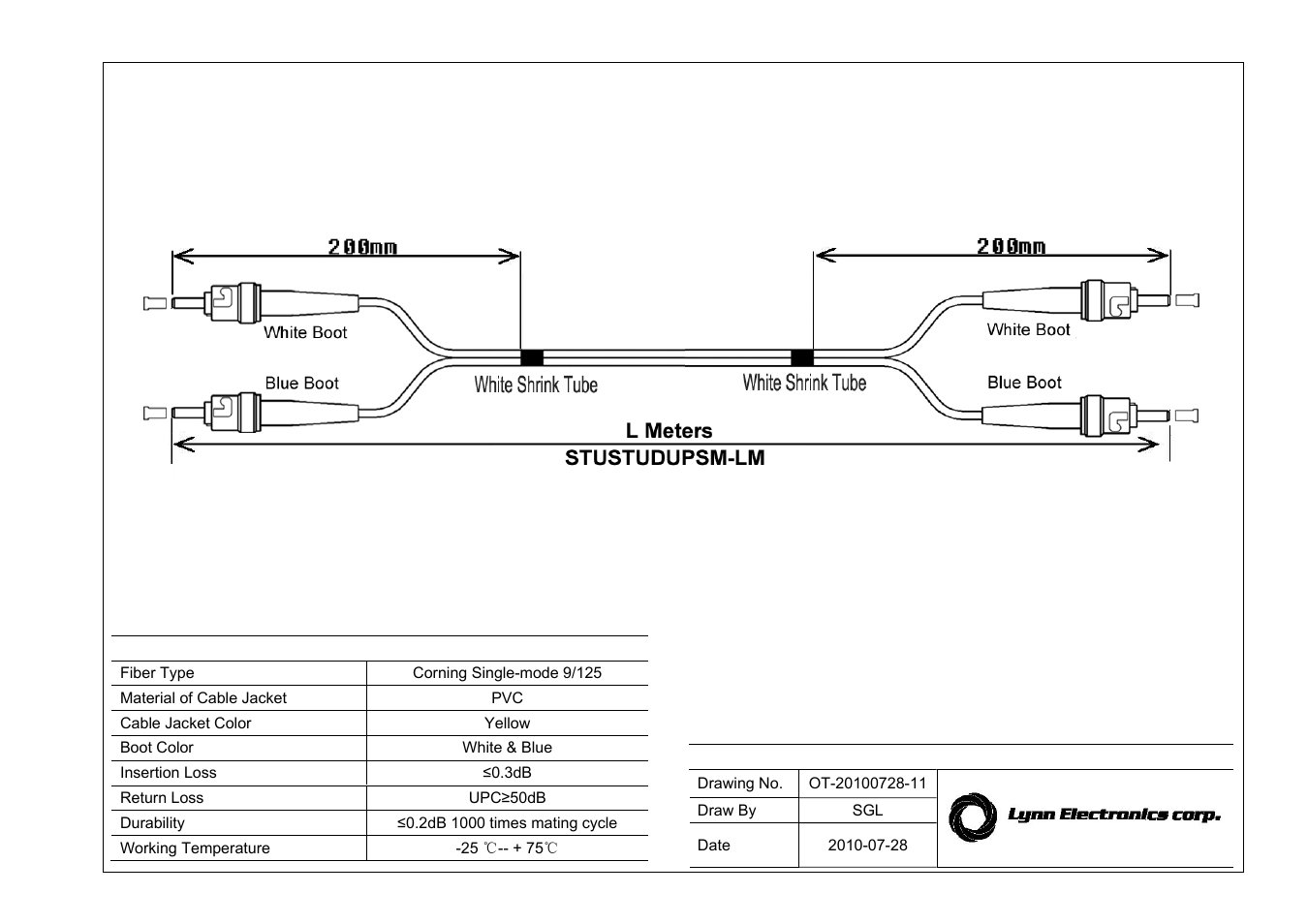 Lynn Electronics ST-ST 9-125 Singlemode Fiber Patch Cables User Manual | 1 page