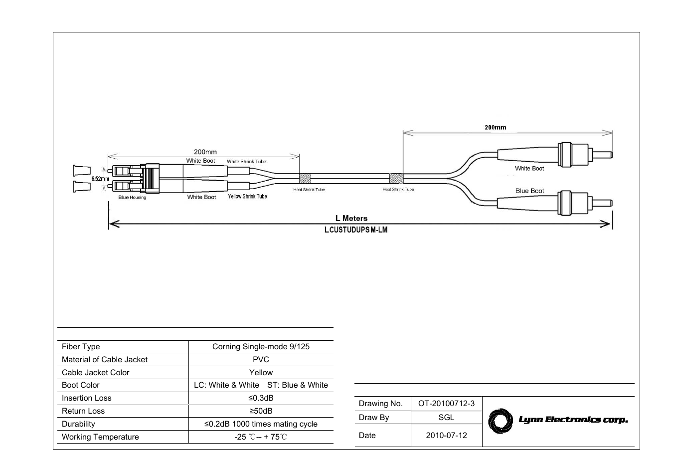 Lynn Electronics LC-ST 9-125 Singlemode Fiber Patch Cables User Manual | 1 page