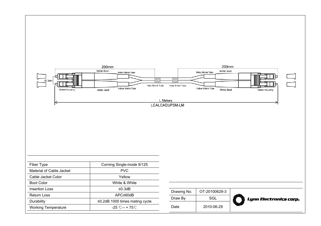 Lynn Electronics LC APC-LC APC 9-125 Singlemode Fiber Patch Cables User Manual | 1 page