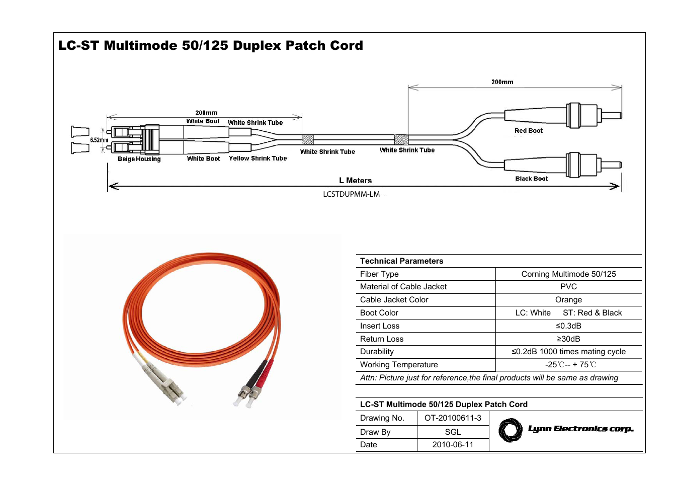 Lynn Electronics LC-ST 50-125 OM2 Multimode Fiber Patch Cables User Manual | 1 page