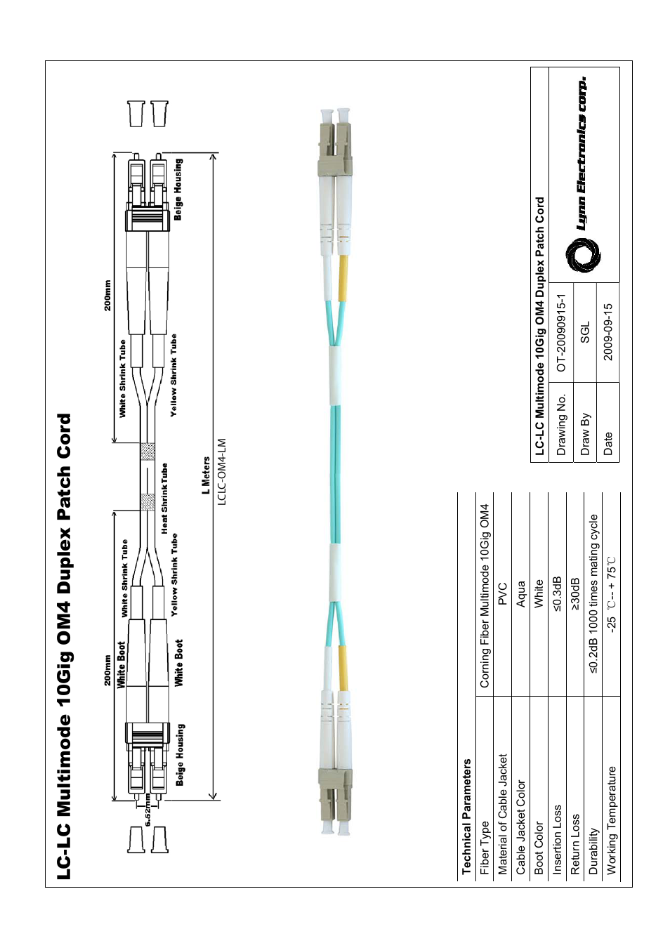 Lynn Electronics LC-LC 50-125 10GIG OM4 Multimode Fiber Patch Cables User Manual | 1 page