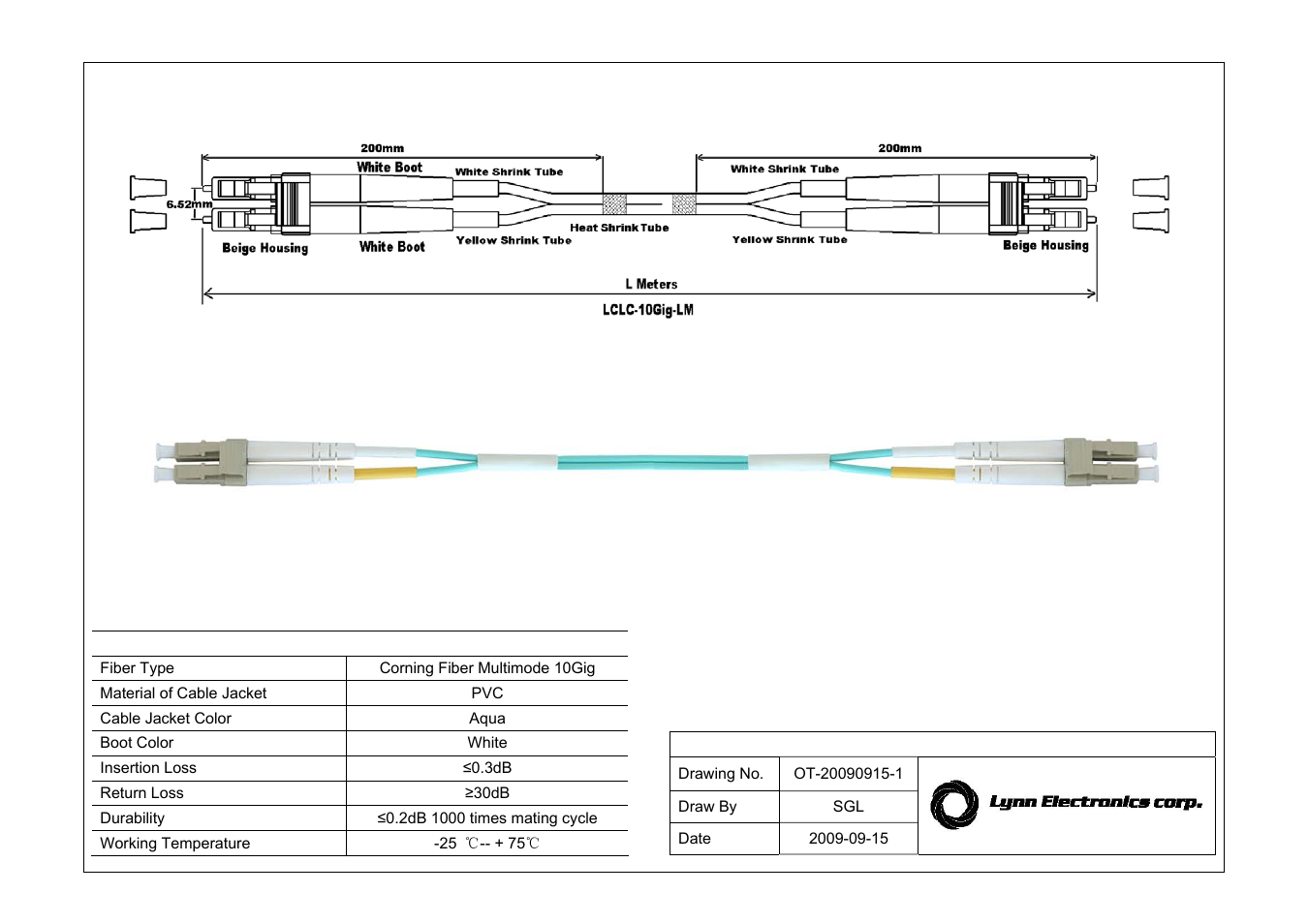 Lynn Electronics LC-LC 50-125 10GIG OM3 Multimode Fiber Patch Cables User Manual | 1 page