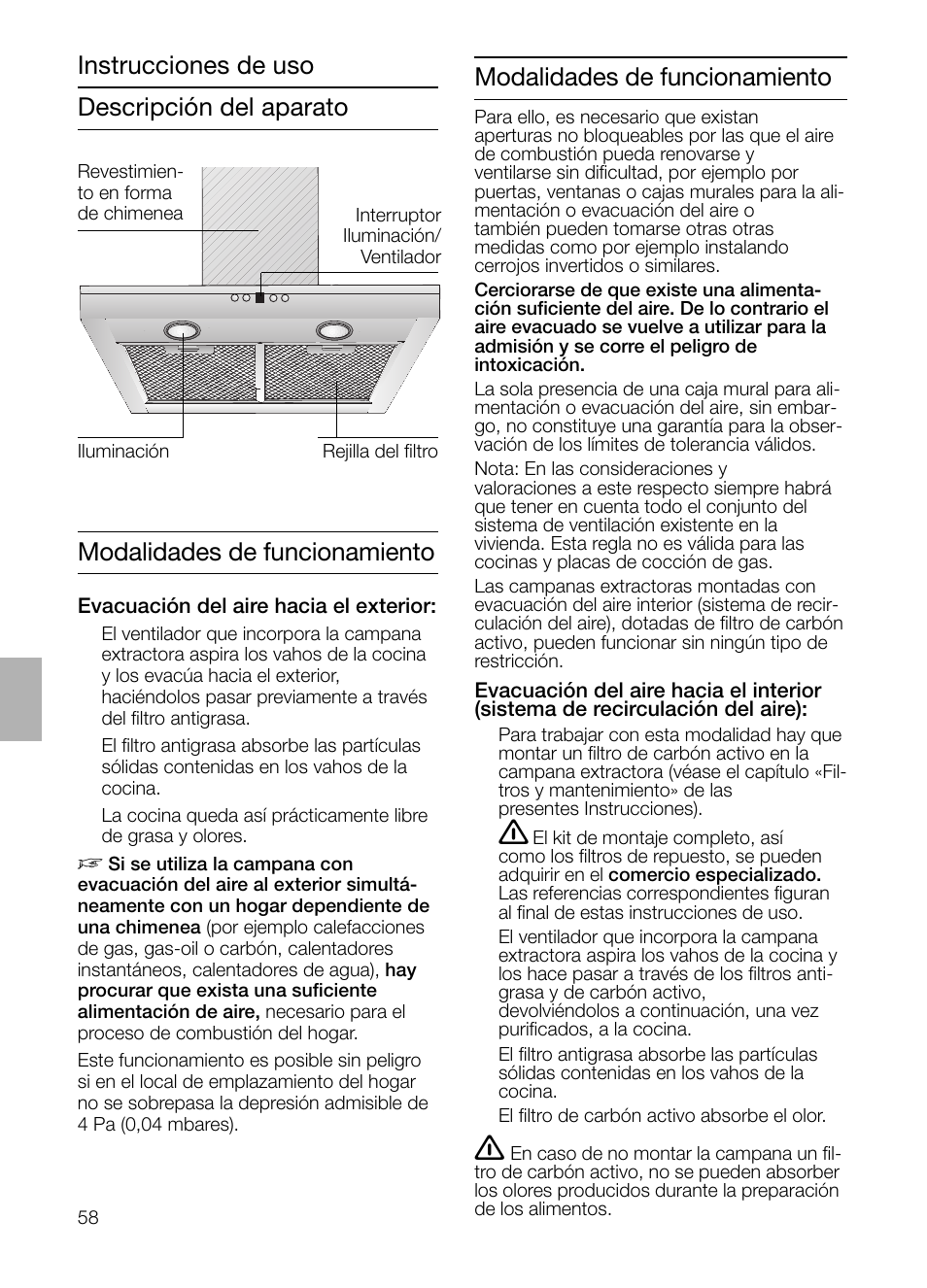 Instrucciones de uso modalidades de funcionamiento | Siemens LC 46632 User Manual | Page 58 / 80
