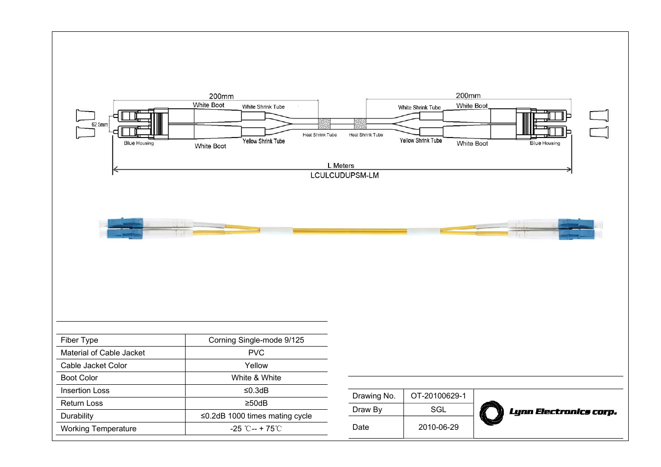 Lynn Electronics LC-LC 9-125 Singlemode Fiber Patch Cables User Manual | 1 page