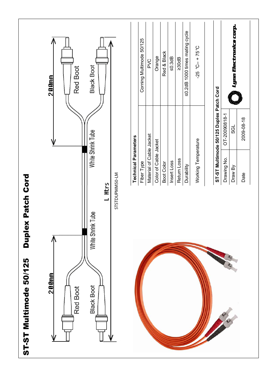 Lynn Electronics ST-ST 50-125 OM2 Multimode Fiber Patch Cables User Manual | 1 page