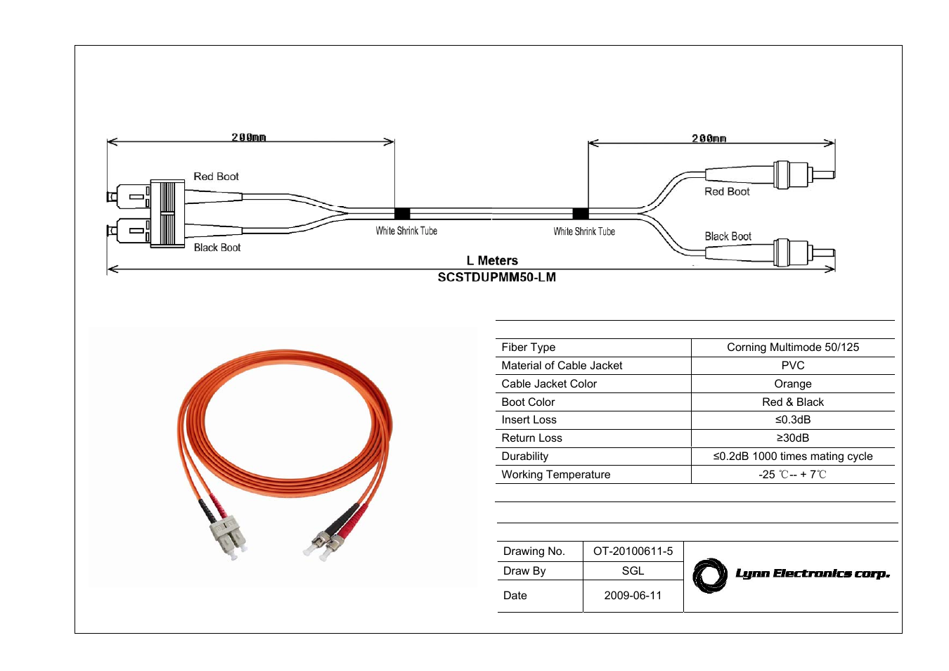 Lynn Electronics SC-ST 50-125 OM2 Multimode Fiber Patch Cables User Manual | 1 page