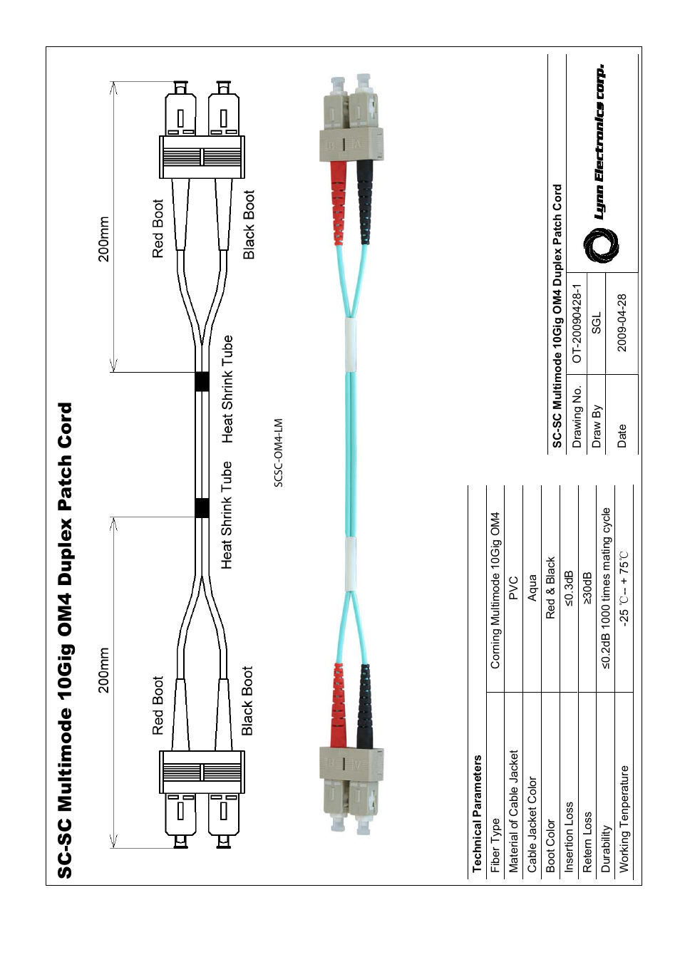 Lynn Electronics SC-SC 50-125 10GIG OM4 Multimode Fiber Patch Cables User Manual | 1 page